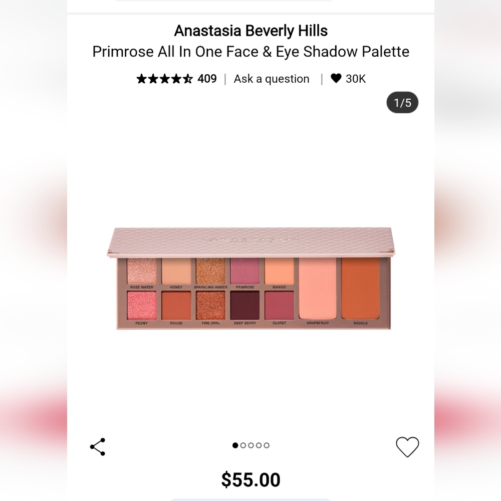 Anastasia Beverly Hills Primrose Palette - Rich Pink and Orange Shades